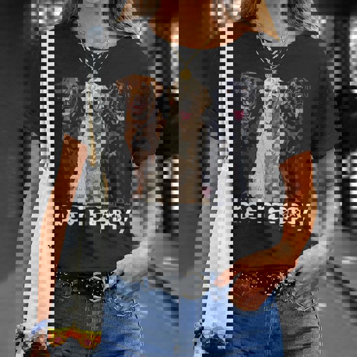 Be Happy ラブラドールレトリバー ゴールデンブラックブラウン チョコレートラボ Tシャツ 彼女への贈り物