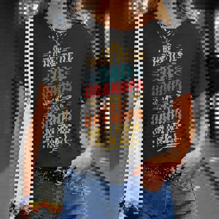 I Have Three Titles Dad And Grandpa 父の日 ビンテージtシャツ Tシャツ 彼女への贈り物