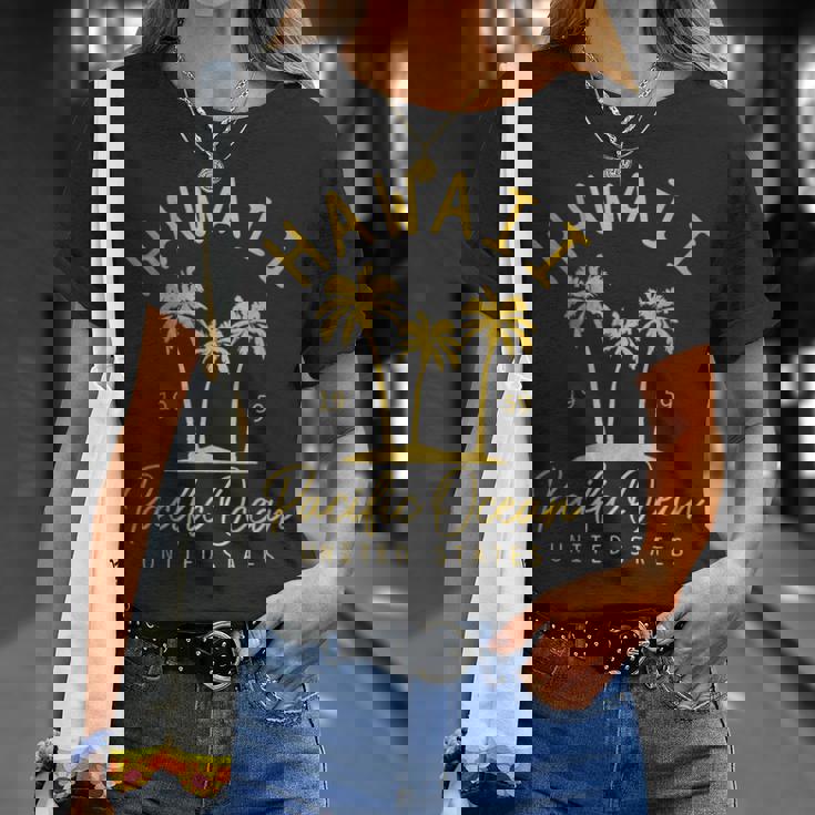 Hawaii Est 1959 ヤシの木 サーフ サーファー マウイ アロハ ハワイアン Tシャツ 彼女への贈り物