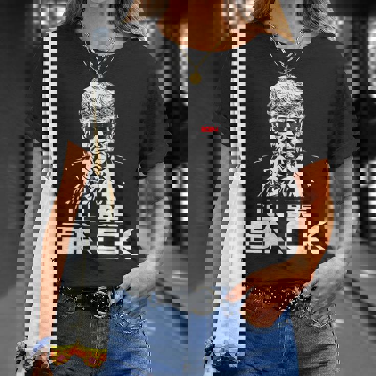 I'll Be Back 2024 ドナルド・トランプ 大統領用 おもしろサングラス Tシャツ 彼女への贈り物