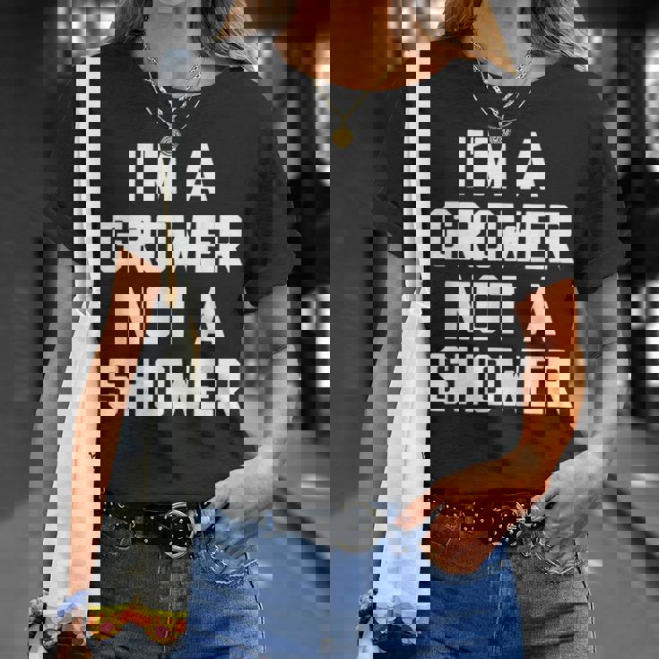 I'm A Grower Not Ahower 面白い言葉 皮肉な男 男性 Tシャツ 彼女への贈り物