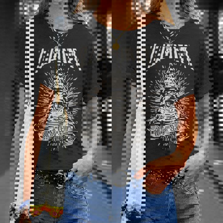 Illuminati New World Order イルミナティ新世界秩序デザイン、プロビデンスの目 Tシャツ 彼女への贈り物