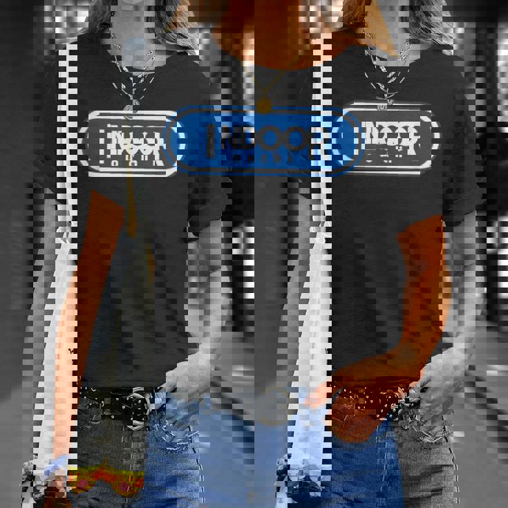 Indoor インドア【変なデザイン屋さん】ブランド ロゴ パロディ 面白い Tシャツ 彼女への贈り物