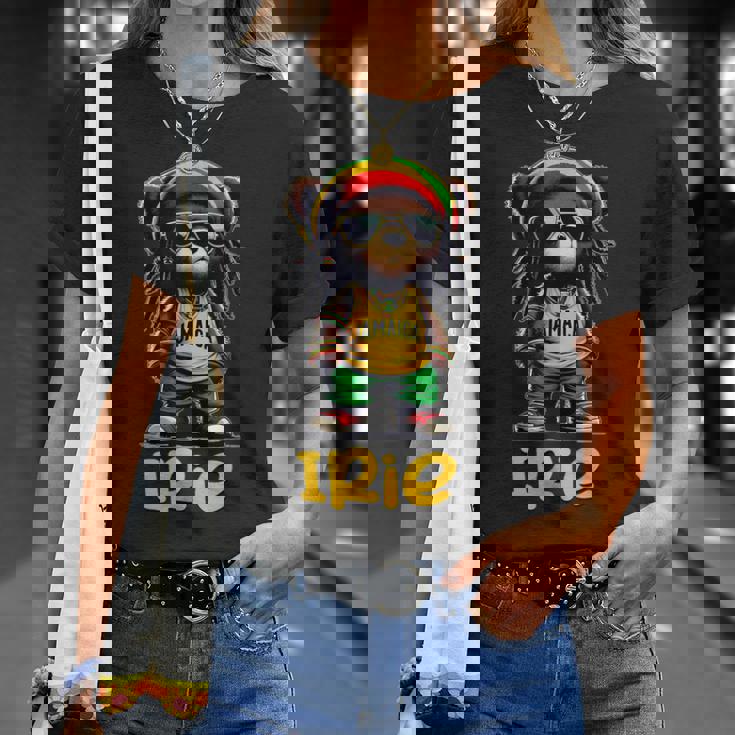 Irie テディベア ジャマイカ ラスタ ルーツ レゲエ Tシャツ 彼女への贈り物