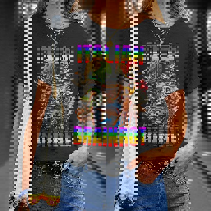 Italian Brainrot All Characters レインボー フラッグ プライド Tシャツ 彼女への贈り物