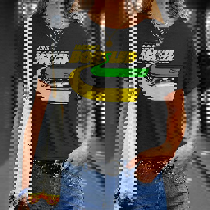 Jamaica Bobsled レトロなボブスレー チーム ジャマイカの国旗 Tシャツ 彼女への贈り物