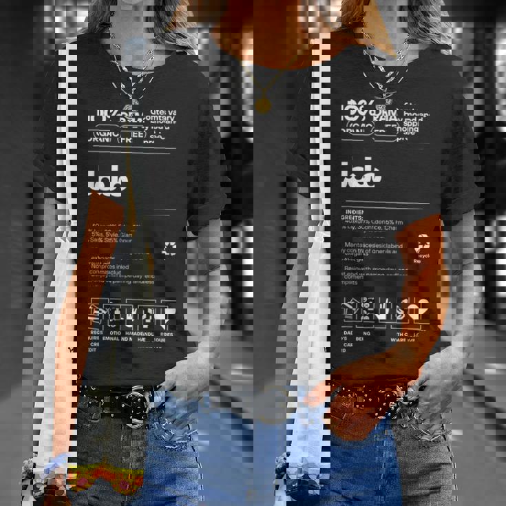 Jojo名札 皮肉な名前 ジョジョの栄養成分 Tシャツ 彼女への贈り物