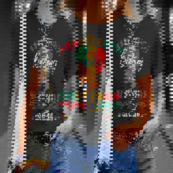 Junenth Breaking Every Chainince 1865 レディース メンズ Tシャツ 彼女への贈り物