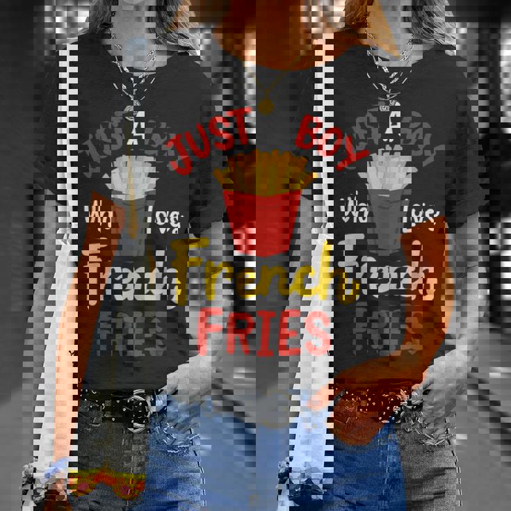 Just A Boy Who Loves French Fries フライドポテト じゃがいも ヴィーガン Tシャツ 彼女への贈り物