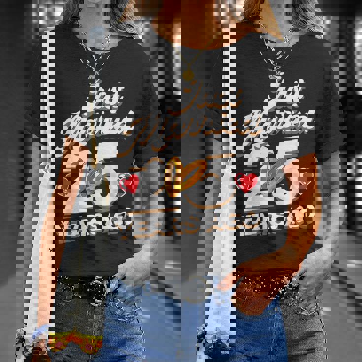 Just Married 25 Years Ago シルバーウェディング Tシャツ 彼女への贈り物