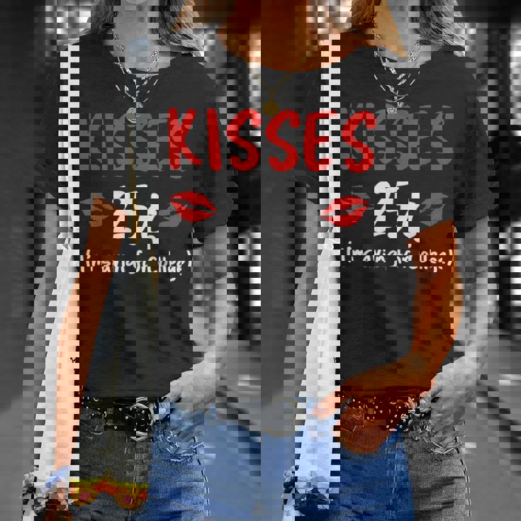 Kisses 25 Imave For College バレンタインデー デザイナー Tシャツ 彼女への贈り物