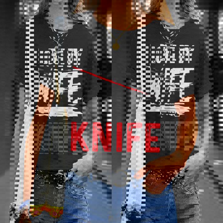 メンズ Knife Collector I Love My Wife ナイフ Tシャツ 彼女への贈り物