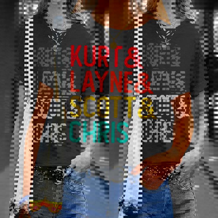 Kurt & Layne &Cott & Chris Fuentes Grunge Distressed Camiseta unisex Regalos para ella