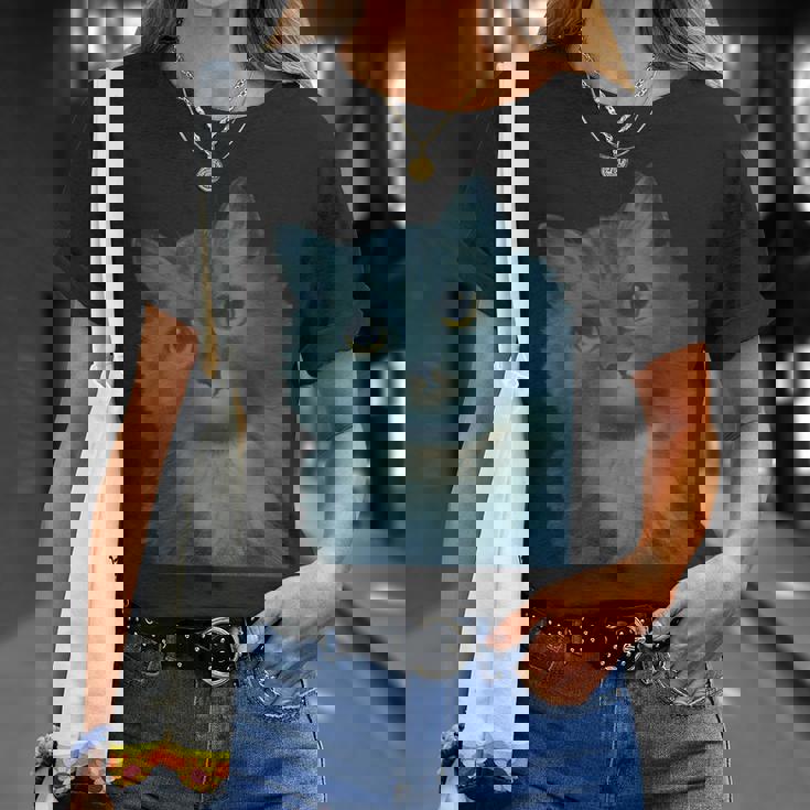 L Wain作 青い猫 Tシャツ 彼女への贈り物