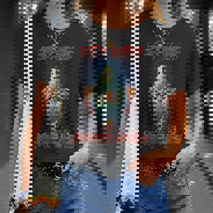 Let's Watch ホラー映画 おもしろハロウィンホラー映画 Tシャツ 彼女への贈り物