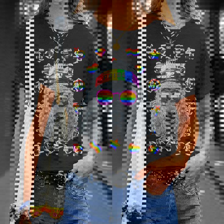 Lgbt プードル ゲイプライド 月 犬 レインボー レズビアン Tシャツ 彼女への贈り物