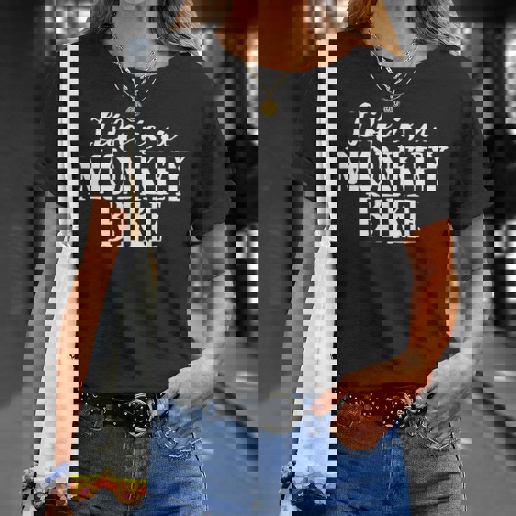 Life Is A Monkey Bike ゴリラバイク 漫画デザイン Tシャツ 彼女への贈り物