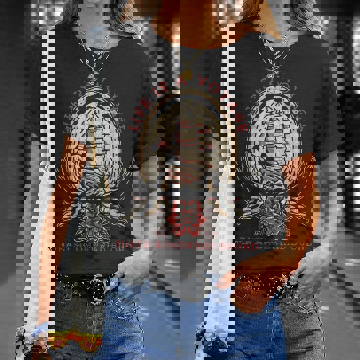 Life Is Aoyage オールドスクール セーリング船 タトゥーデザイン Tシャツ 彼女への贈り物