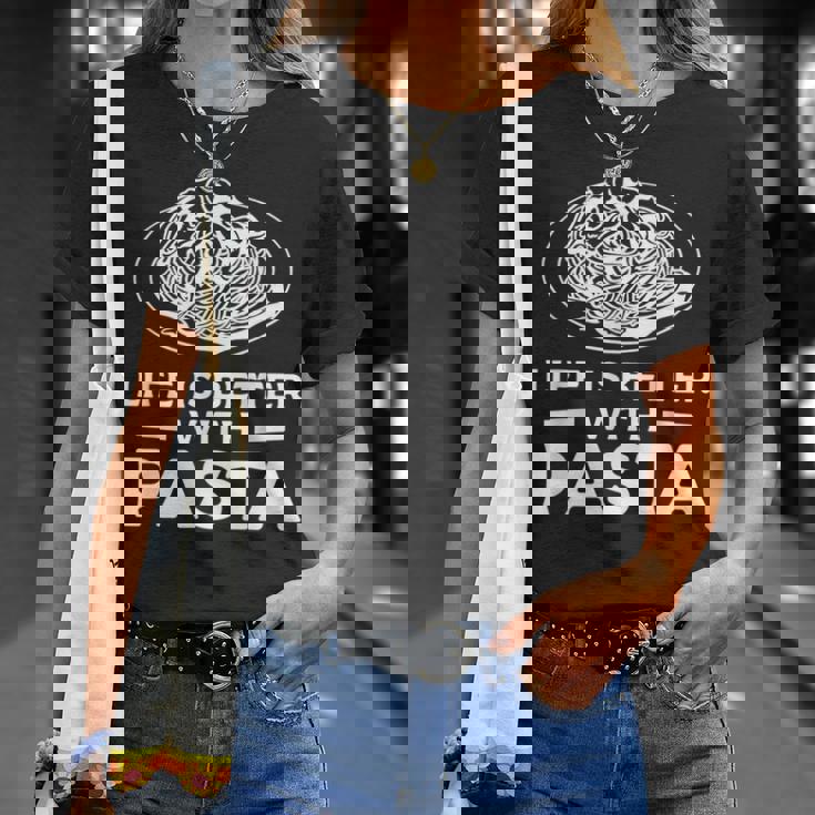 Life Is Better With パスタ スパゲッティ イタリア料理好き Tシャツ 彼女への贈り物