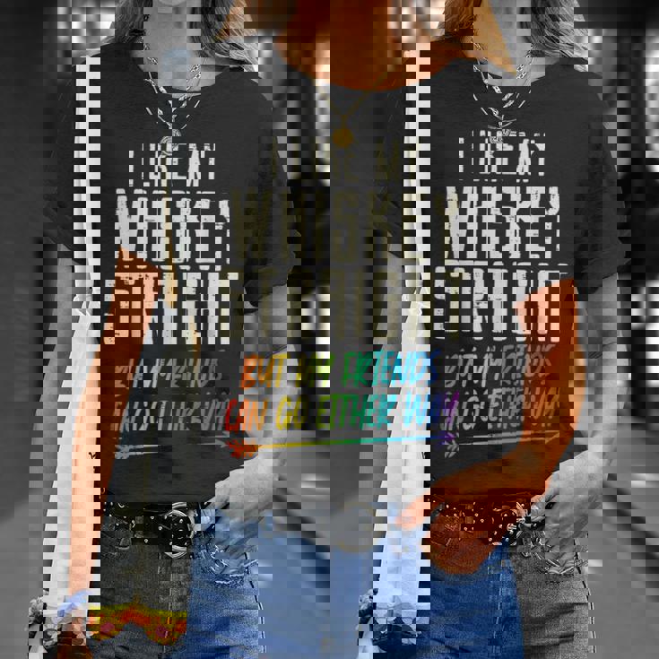 Like My Whiskeytraight Friends Lgbtq Gay Pride Proud Ally Tシャツ 彼女への贈り物