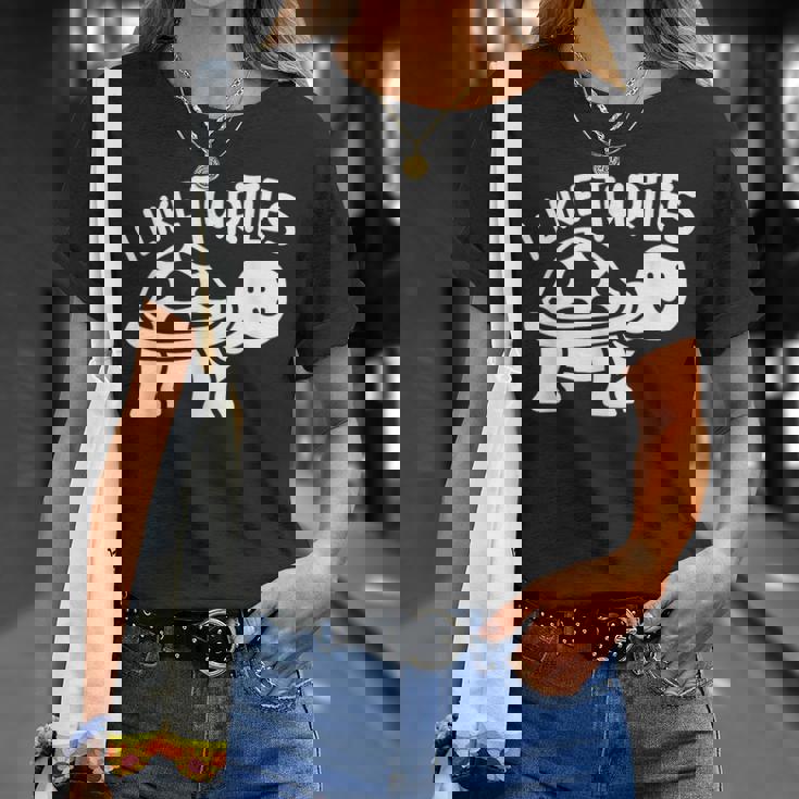 I Like Turtles かわいい 亀 愛 亀 海 動物 好き Tシャツ 彼女への贈り物