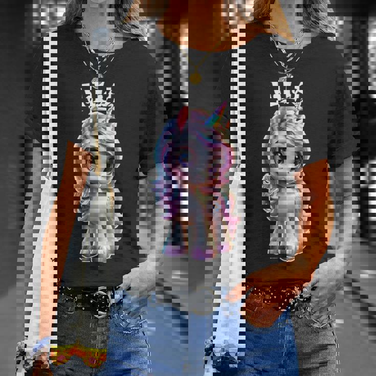 Lila かわいいユニコーンデザイン 女の子用 名前 Lila Tシャツ 彼女への贈り物