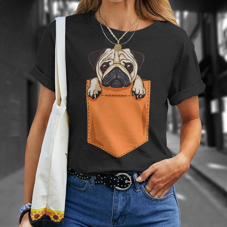 Lindo Perro De Perro Kawaii En El Bolsillo Para Amantes De Los Perros Camiseta unisex Regalos para ella