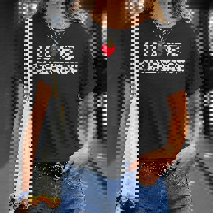 I Love Cannon マッチング ガールフレンド&ボーイフレンド キャノン名 Tシャツ 彼女への贈り物