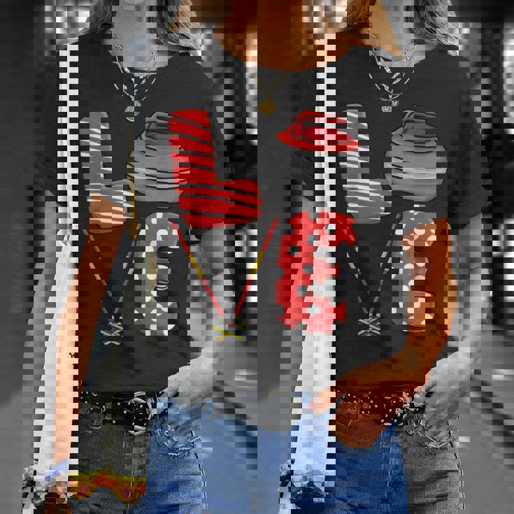 Love Curling ほうき スクワッド カーラー カーリング バレンタインデー Tシャツ 彼女への贈り物