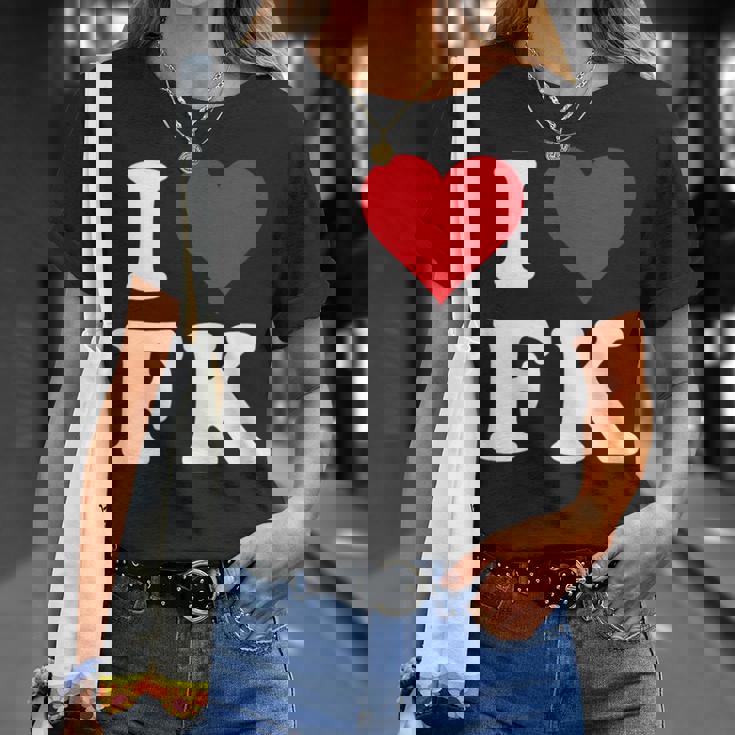 I Love Fk Initials I Heart FK First Last Name F K Tシャツ 彼女への贈り物