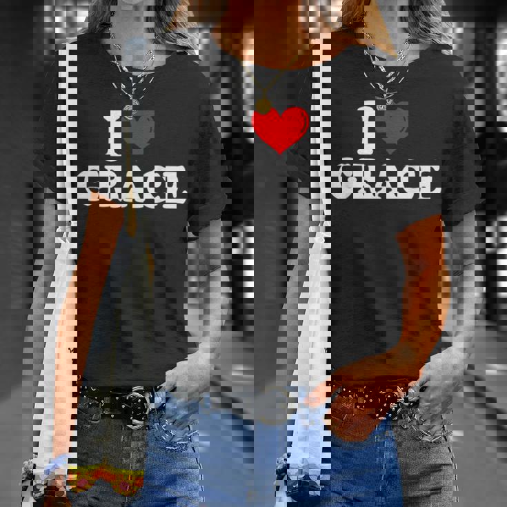I Love Grace I Heart Grace ファーストネーム グレース ジョーク 面白い Tシャツ 彼女への贈り物