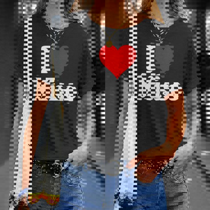 I Love Heart Miso 発酵大豆ペースト ミソスープ Tシャツ 彼女への贈り物