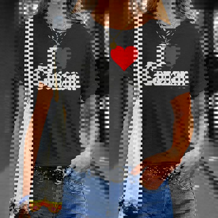 I Love Heart コナン ネームtシャツ Tシャツ 彼女への贈り物