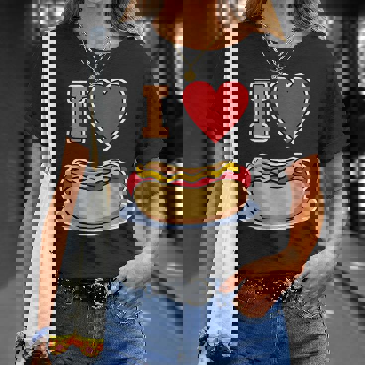 I Love Hot Dog 私はホットドッグを愛している ホットドッグ Tシャツ 彼女への贈り物