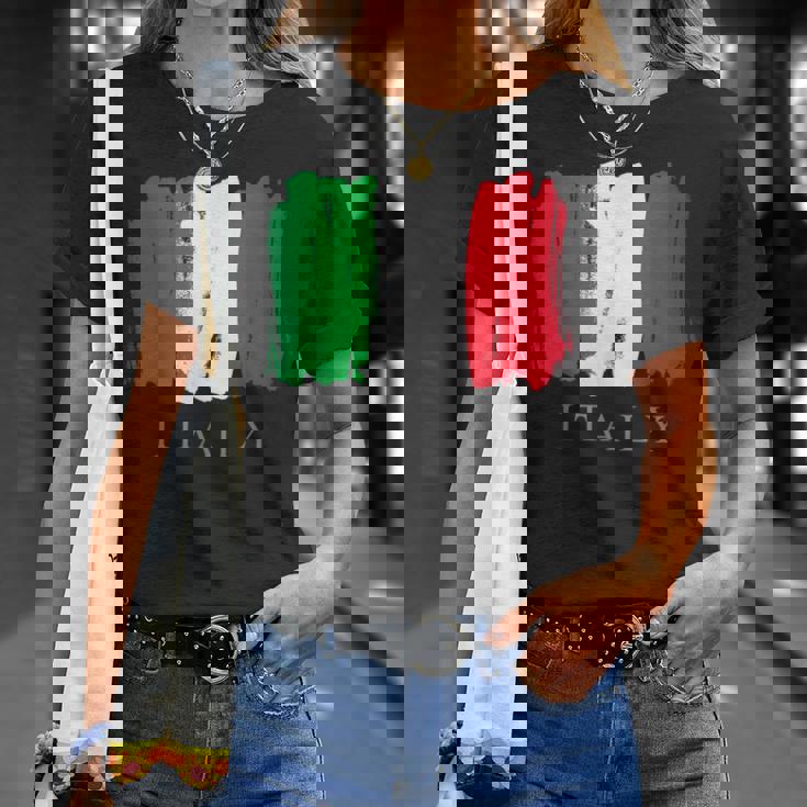 I Love Italy 、クールでキュートなイタリア国旗グラフィックデザイン Tシャツ 彼女への贈り物