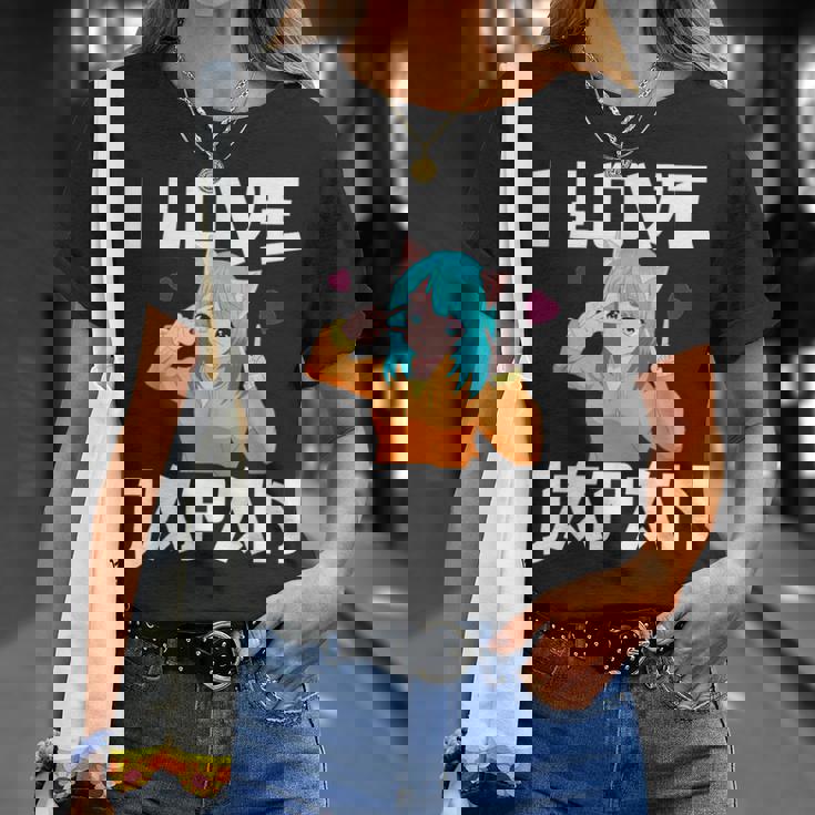 I Love Japan Kawaii Anime Girl Neko Cat Girl Otaku Weeb Tシャツ 彼女への贈り物