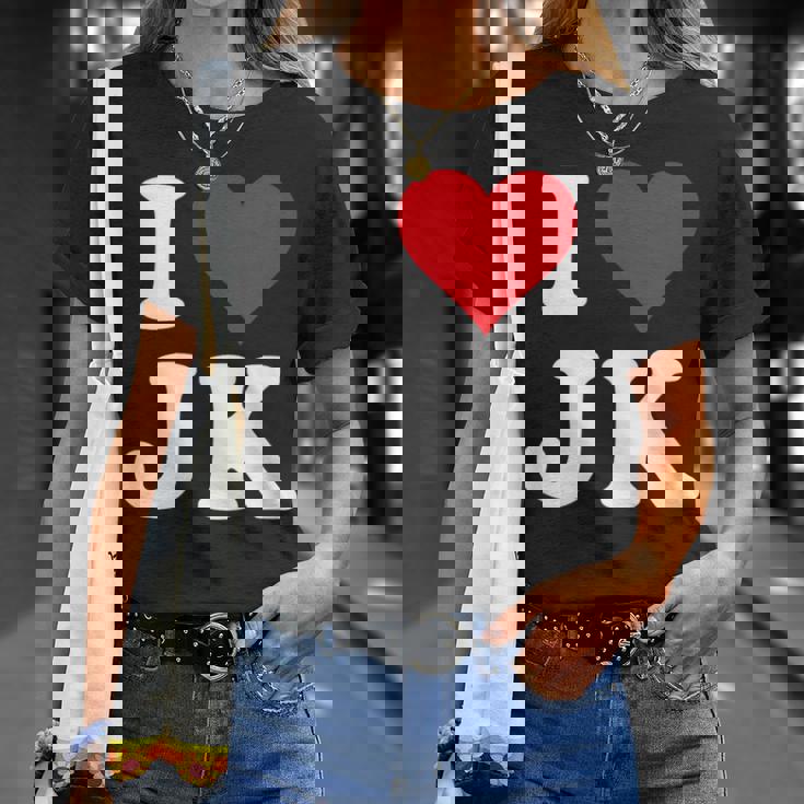 I Love Jk Initials I Heart JK First Last Name J K Tシャツ 彼女への贈り物