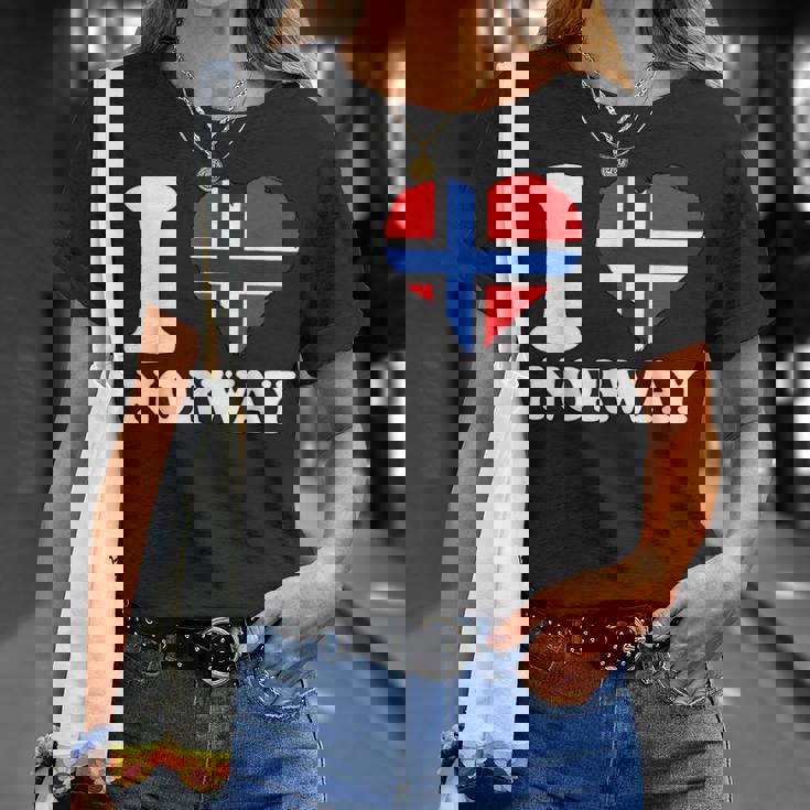 I Love Norwegian Pride ノルウェーのルーツ ノルウェー国旗 Tシャツ 彼女への贈り物