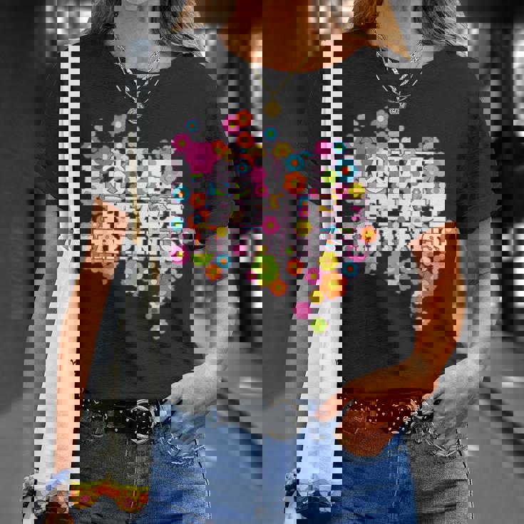 Love Peace Happiness 60年代70年代ヒッピーフラワーパワー Tシャツ 彼女への贈り物