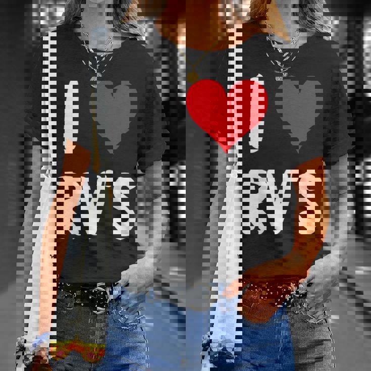 I Love Rv のレクリエーションビークル キャンプ キャンピングカー 旅行 旅行 Tシャツ 彼女への贈り物