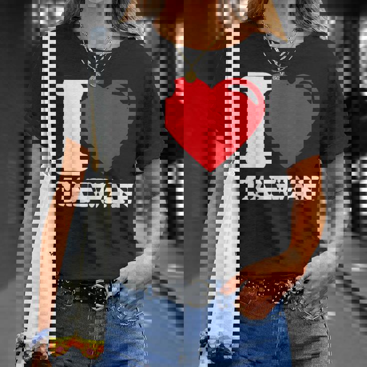 I Love Taiwan 台北国旗 ハートトラベル 台湾製品 Tシャツ 彼女への贈り物