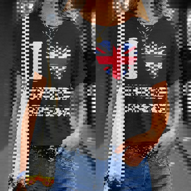 I Love United Kingdom ハートフラッグ イギリス Uk グレートブリテン Tシャツ 彼女への贈り物