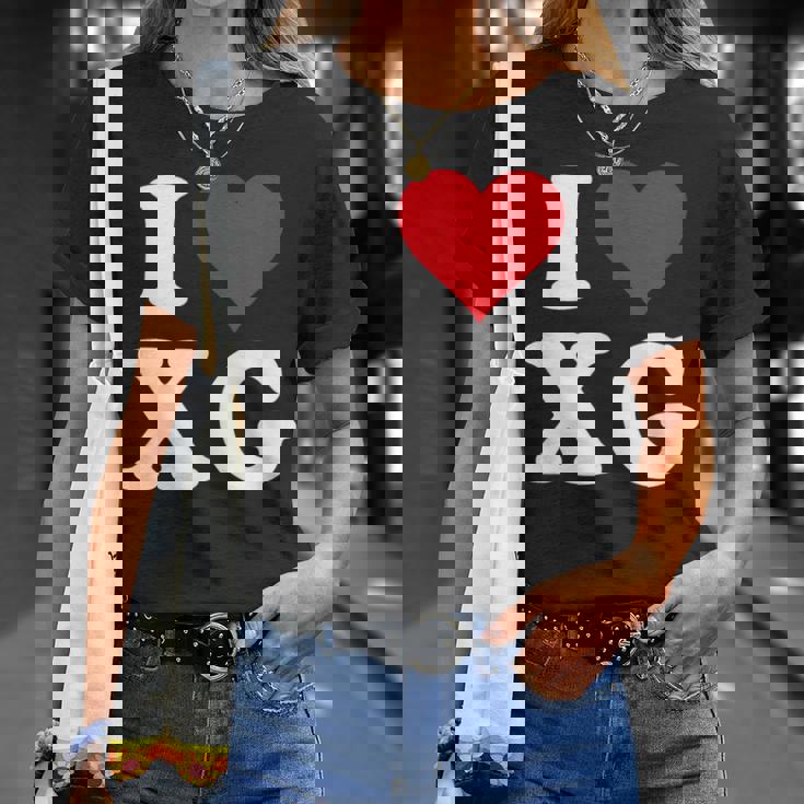 I Love Xg Initials I Heart XG First Last Name X G Tシャツ 彼女への贈り物