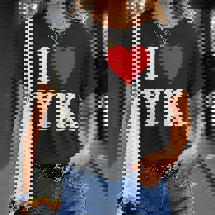 I Love Yk Initials I Heart YK First Last Name Y K Tシャツ 彼女への贈り物