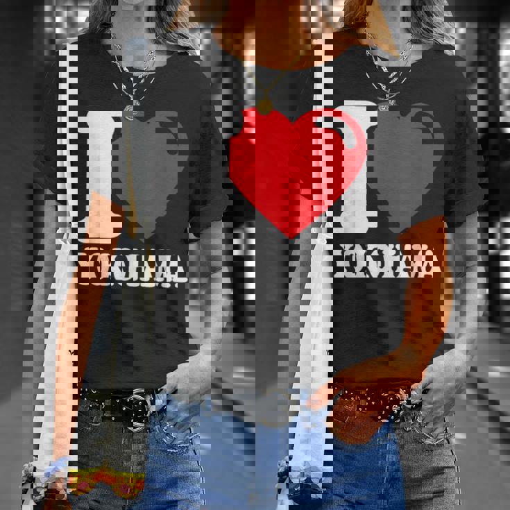 I Love 横浜市 日本文化 美しい日本 横浜大好き Tシャツ 彼女への贈り物