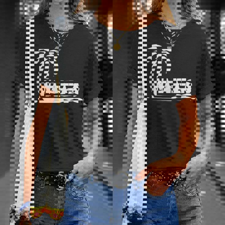 Mahalo サンクス ハワイ ヤシの木 ビーチ ホリデーギフト サンサーフ Tシャツ 彼女への贈り物