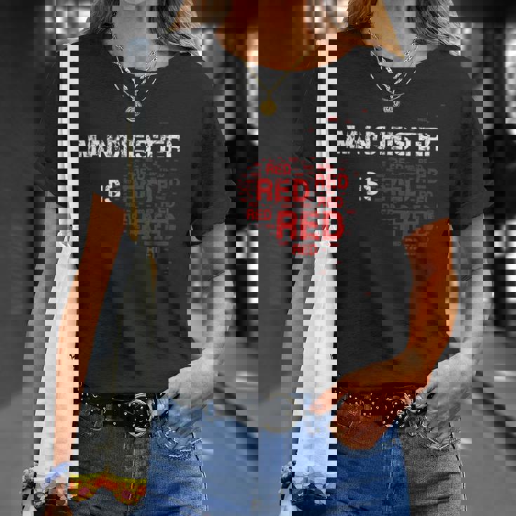 Manchester Is Red ファニー ユナイテッド フットボール サポーター Tシャツ 彼女への贈り物