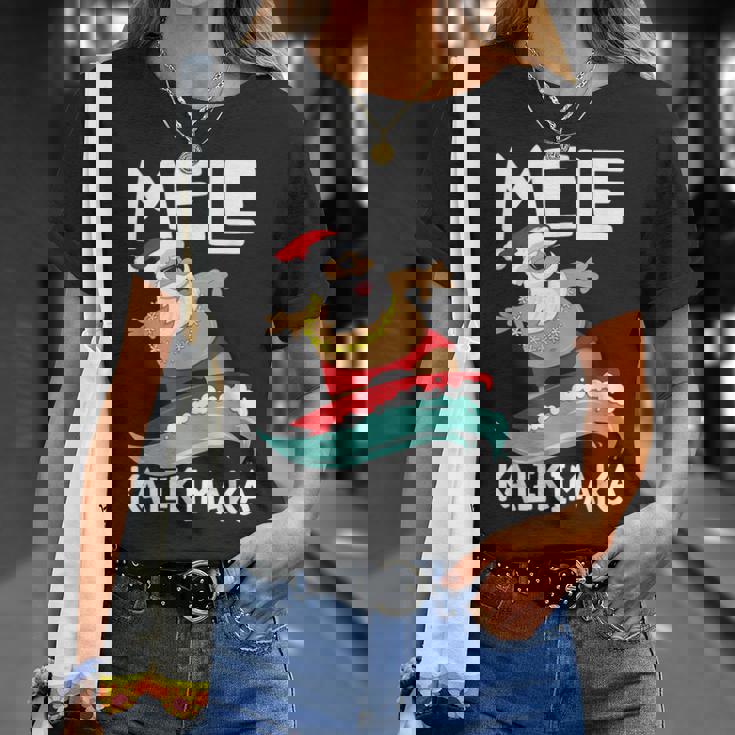 Mele Kalikimaka ハワイアン クリスマス ハワイ サーフィン サンタ Tシャツ 彼女への贈り物