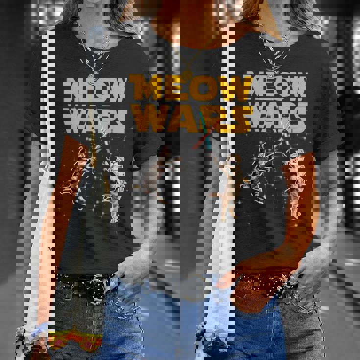 Meow Wars 猫好きのための面白いグラフィック Tシャツ 彼女への贈り物