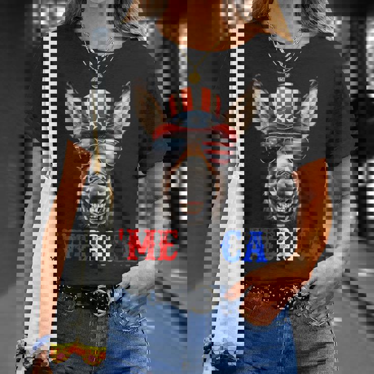 Merica Mule Donkey Patriotic 4Th Of July 面白い キッズ メンズ レディース Tシャツ 彼女への贈り物